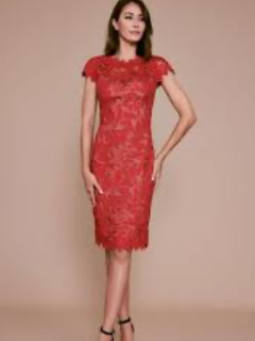 Tadashi “Yarrow” Lace Overlay Dress, Size 12